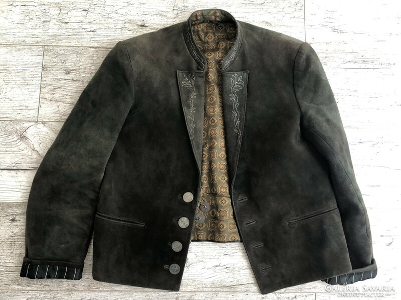 XX. Green leather traditional jacket from the beginning of the century with Ferenc József buttons