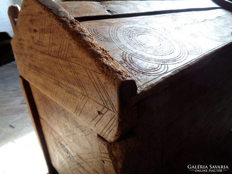 200-year-old large carved rustic chest