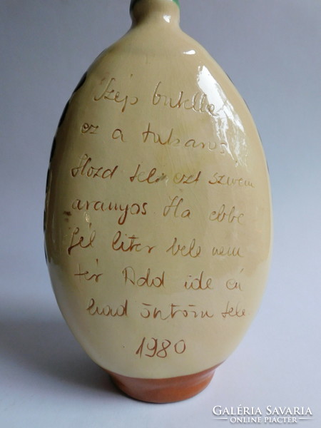 Karcagi folk bottle with inscription, 1980