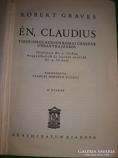 Cc.1930 ..Robert Graves :Én, Claudius. életrajzi könyv képek szerint Athenaeum Kiadása