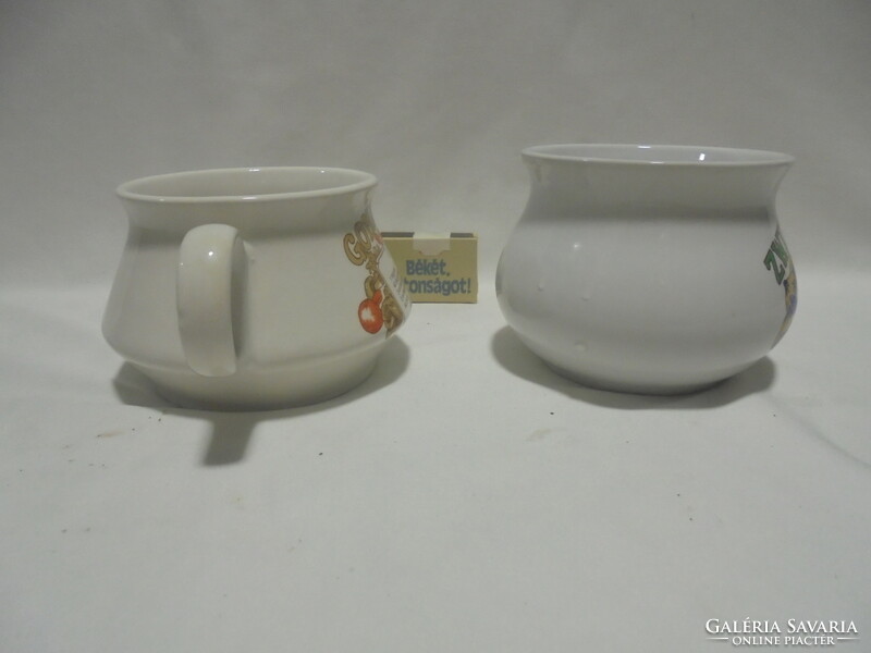 Two soup cups - porcelain, ceramic - together
