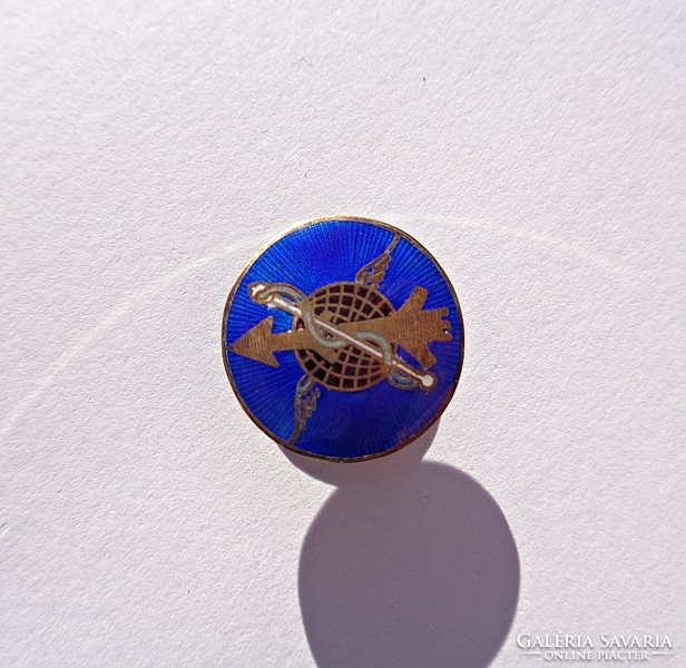 Old, fire enamel, gilded buttonhole badge