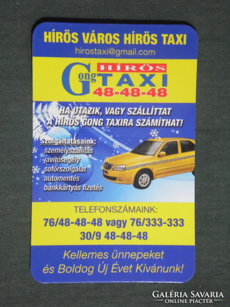 Card calendar, famous taxi, Kecskemét, 2014