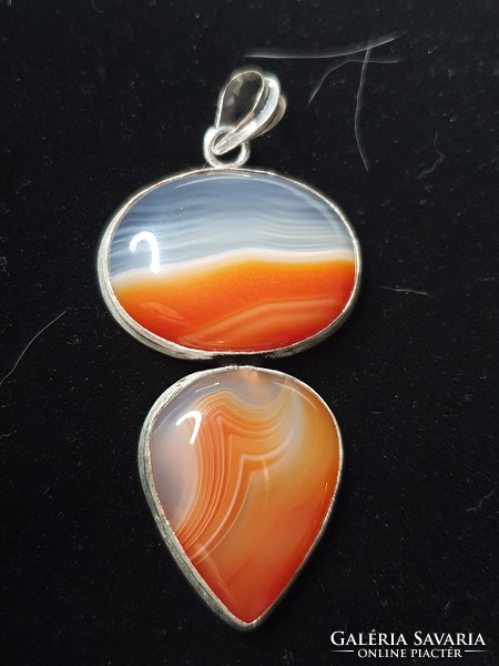 Beautiful silver pendant with polished sardonyx stone from Namibia