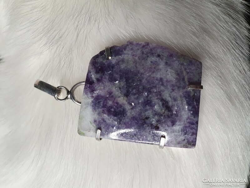 Rarity!!! Beautiful silver pendant with polished sugilite stone from Africa