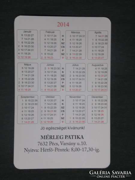 Card calendar, scales, pharmacy, pharmacy, pécs, flower, yellow mallow, 2014