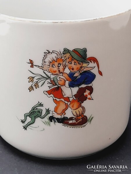 Zsolnay message scene mug, fairy tale mug, mug with children's pattern