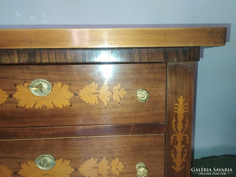 Bedside table with inlaid drawers, small wardrobe