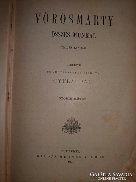 1884. Vörösmarty összes munkái I-VIII. 1. kiadás TELJES a képek szerint Méhner Vilmos
