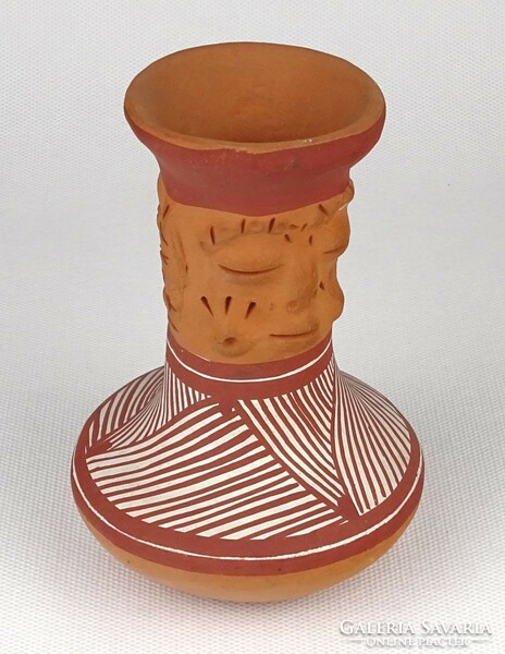 Venezuelan ceramic vase with human head marked 1P120 12.5 Cm