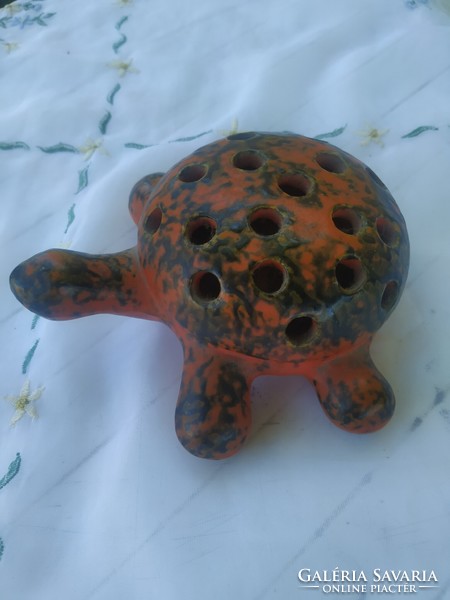 Ceramic ikebana, turtle for sale! Tófej glazed ceramic turtle ikebana