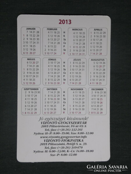 Card calendar, watering hole, pharmacy, pharmacy, Pilisvörösvár, ploughland, flower, dandelion, 2013