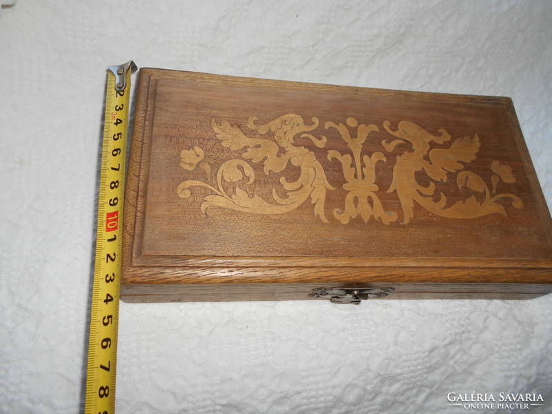 Antique wooden box - with inlaid decoration