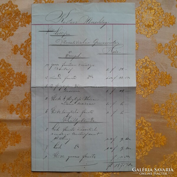 1896. Cost estimate for the renovation of the synagogue in Pécs