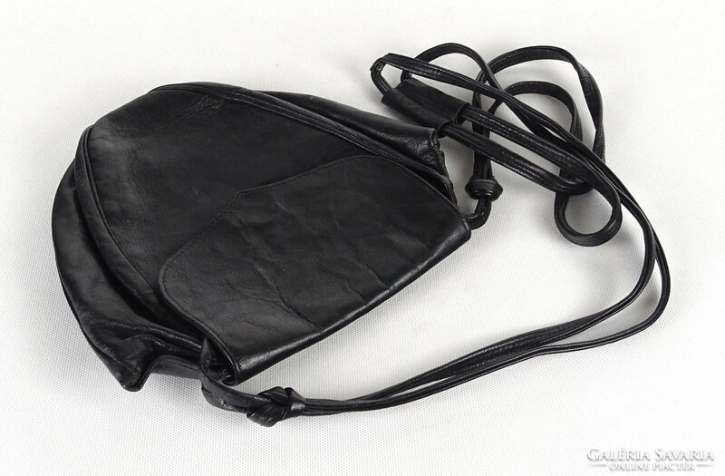1P348 Fekete finom bőr női táska válltáska