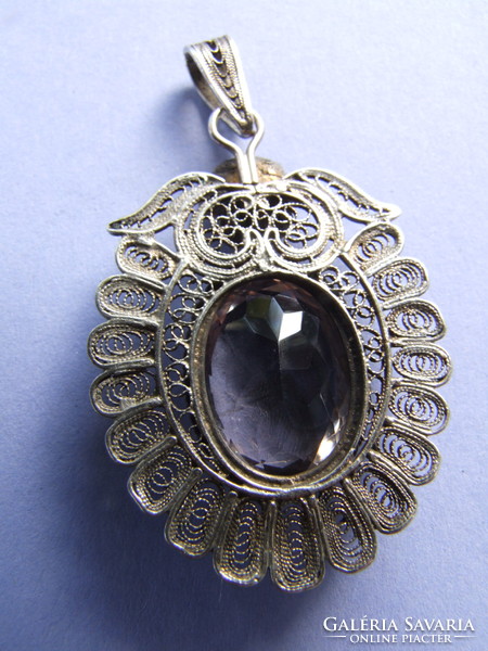 Filigree antique silver pendant (231022)