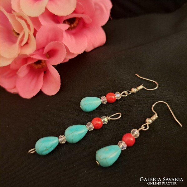 Coral and turquoise set 5 cm