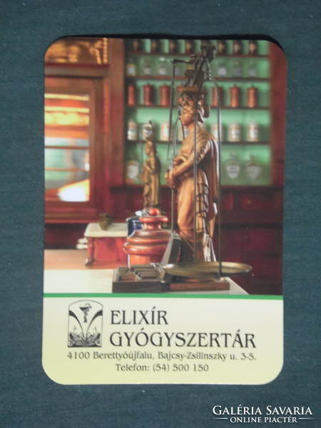 Kártyanaptár, Elixír gyógyszertár, patika, Berettyóújfalu, patika mérleg,berendezés, 2015