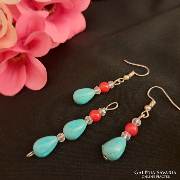 Coral and turquoise set 5 cm