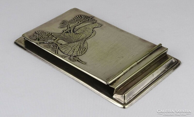 1P207 old silver plated golden pheasant hunter notebook notepad holder desk accessory