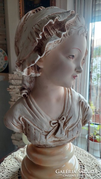 French girl, delightful bust on marble base, 45 cm