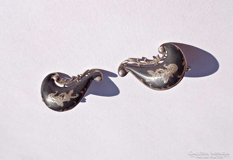 Siam sterling marked screw clip earrings