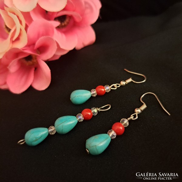 Coral and turquoise set 5 cm