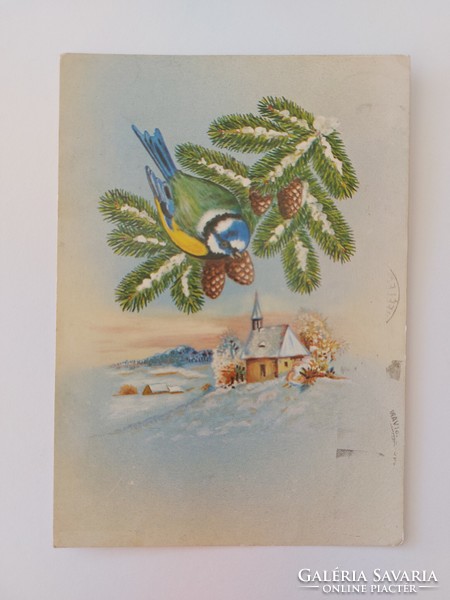 Old Christmas card postcard zinc