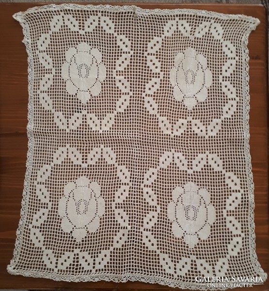 Ecru floral lace tablecloth made with a special technique