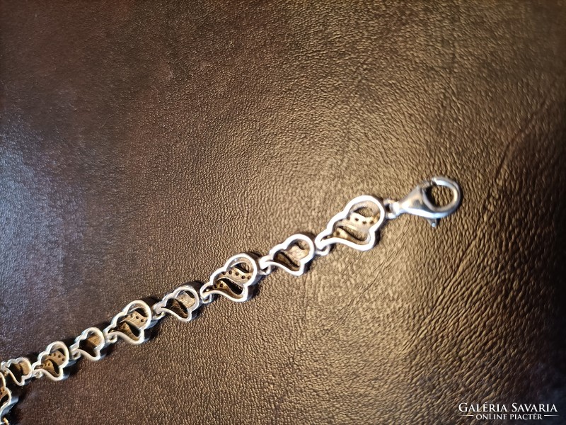 Silver bracelet bangle bracelet with marcasite