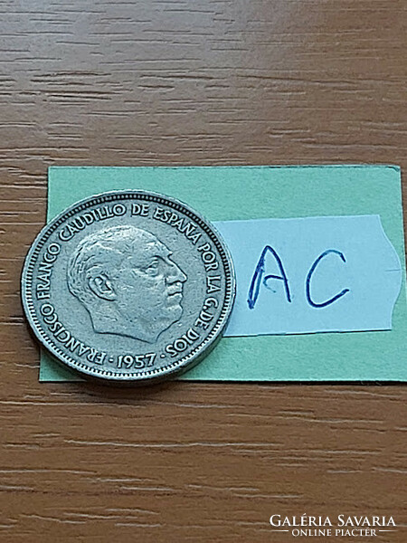 Spain 25 pesetas 1957 copper-nickel francisco franco #ac