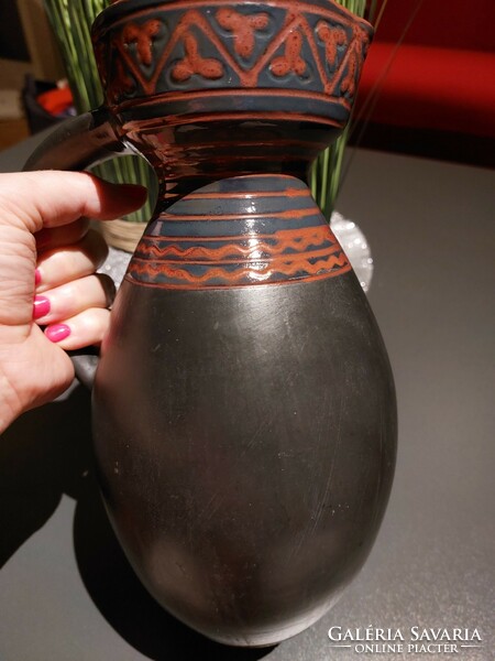 Black brown glazed ceramic jug