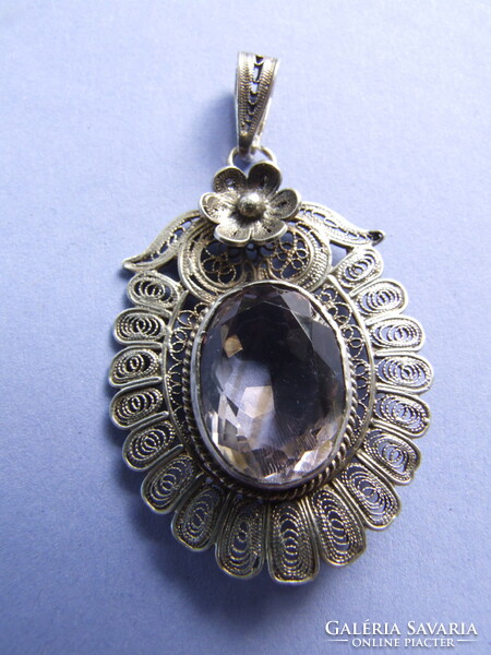 Filigree antique silver pendant (231022)