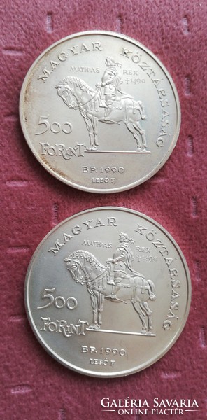 Ezüst 500 forint Mátyás király lóháton 1990