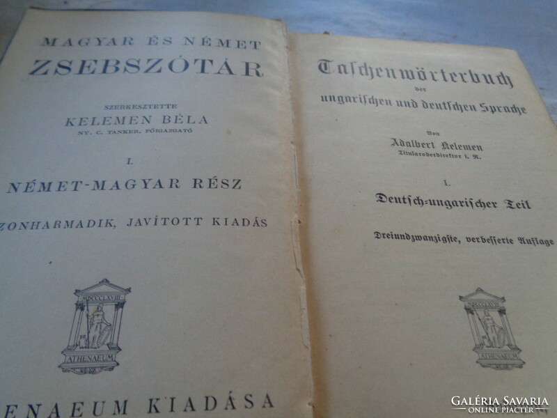 Kelemen Béla  : Német  / gót / _ Magyar , Magyar -Német  szótár ,     Atheneum  Kiadó