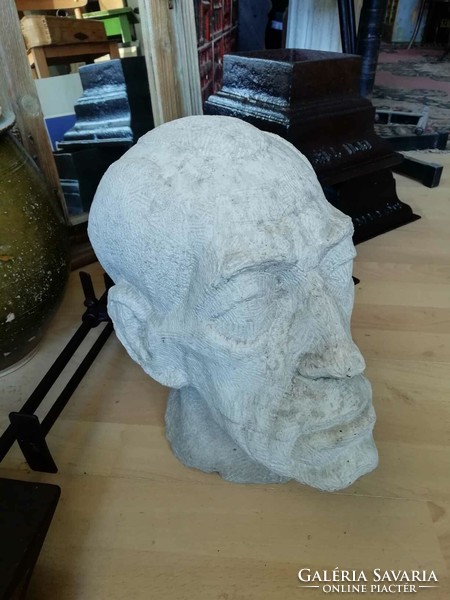 Stone head, carved limestone head unknown artist, early 20th century, large head