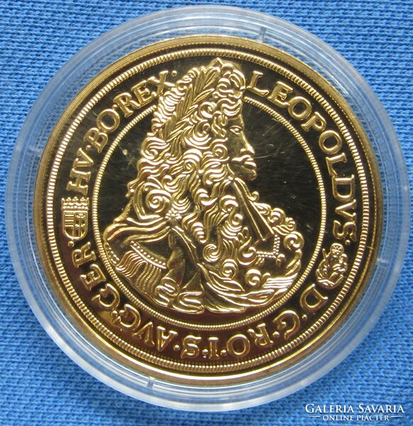I. Lipót arany 10 dukát utánveret 1703, aranyozott rézötvözet.