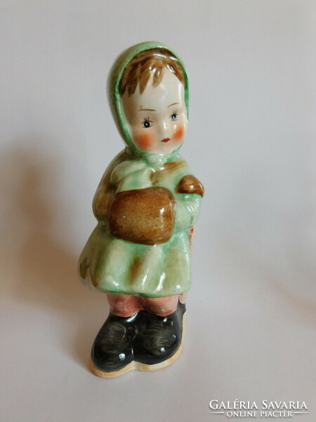 Vintage ceramic girl figure in winter clothes