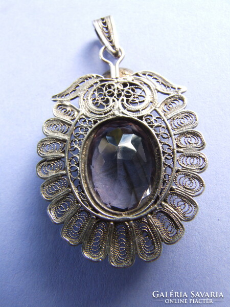 Filigree antique silver pendant (231022)