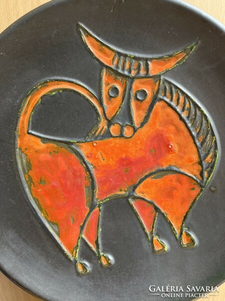 Tófej ceramic painted - glazed bull wall bowl a55