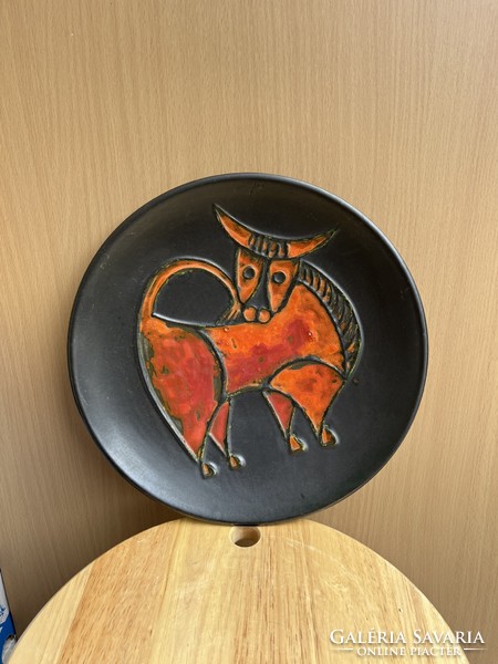 Tófej ceramic painted - glazed bull wall bowl a55