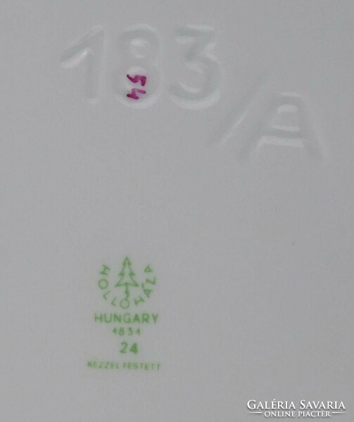 1P236 Rózsaszín mintás Hollóházi porcelán kínáló tál