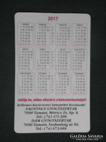 Card calendar, lady mistletoe, pharmacy, pharmacy, tamási, flower, red foxglove, 2017