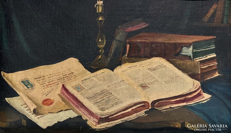 Alfréd Lakos (1870-1961) books lying on the table ii. /We provide an invoice/