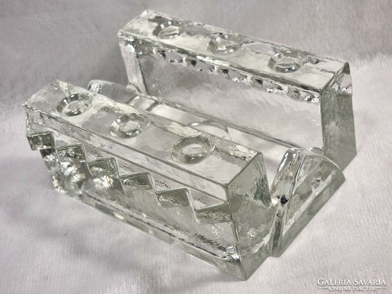 Original Walther Glass vastag üveg nehéz mècsestartó. Gyűjteményi db