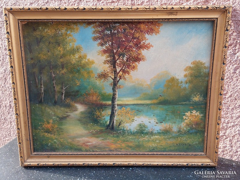 Mayer b. Oil on canvas landscape painting