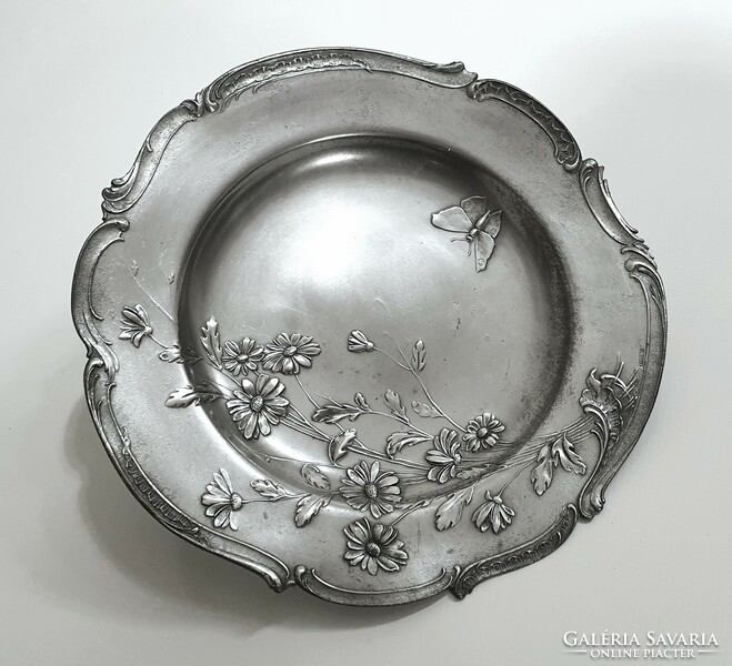 Art Nouveau, silver-plated pewter plate (kayserzinn)