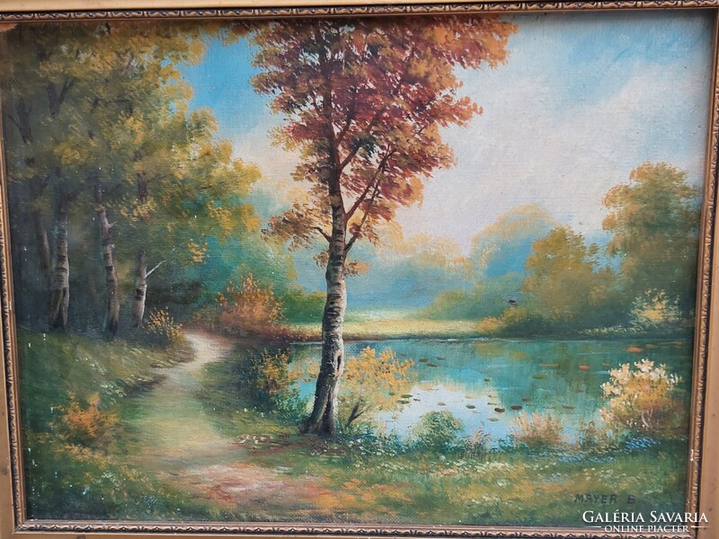 Mayer b. Oil on canvas landscape painting