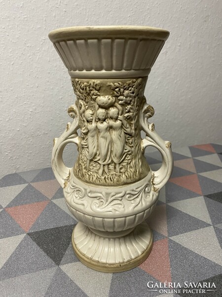 Capodimonte eared vase
