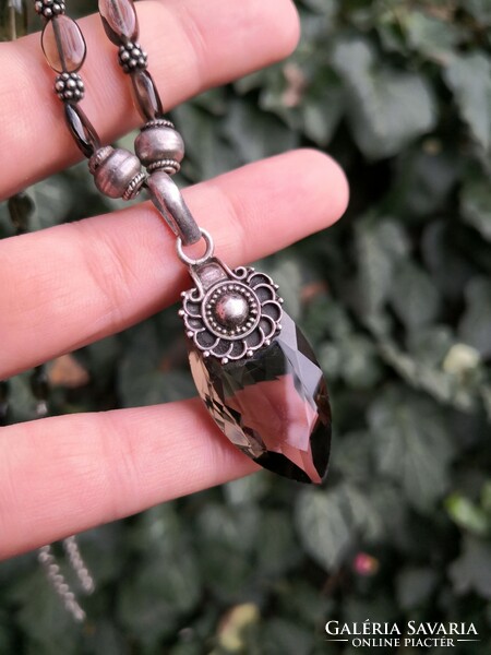 Beautiful smoky quartz and silver necklace